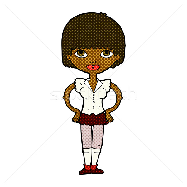 Stock photo: comic cartoon woman with hands on hips