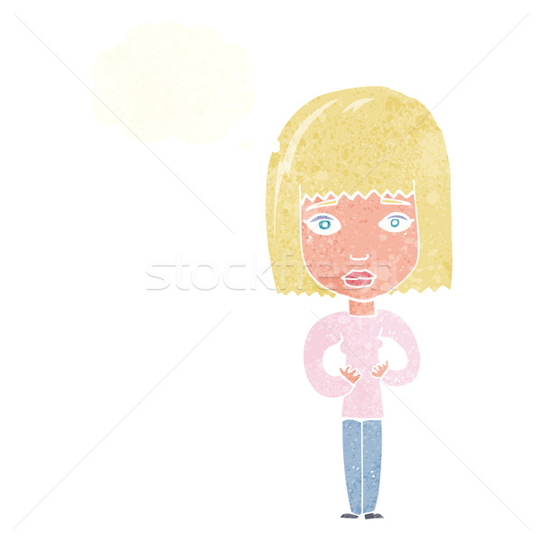 cartoon woman indicating self with thought bubble Stock photo © lineartestpilot