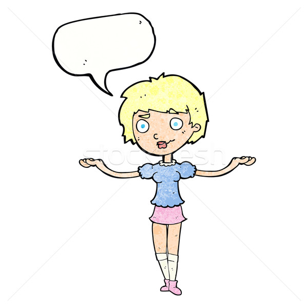 cartoon woman spreading arms with speech bubble Stock photo © lineartestpilot