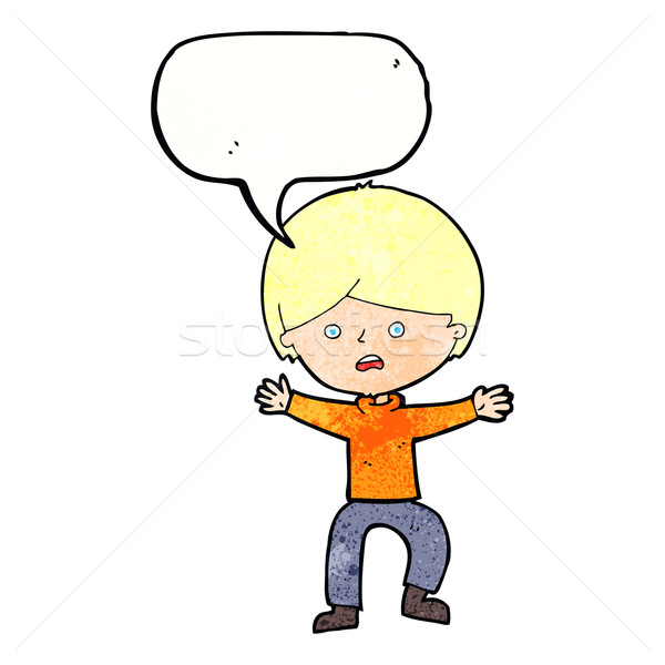 cartoon boy panicking  with speech bubble Stock photo © lineartestpilot