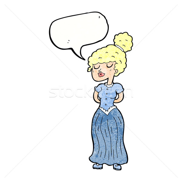 cartoon pretty victorian woman with speech bubble Stock photo © lineartestpilot