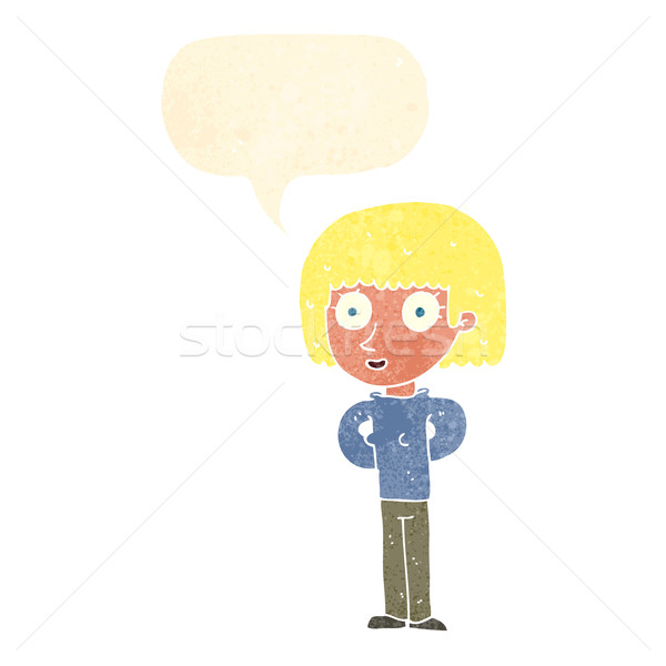 Stock photo: cartoon staring woman with speech bubble