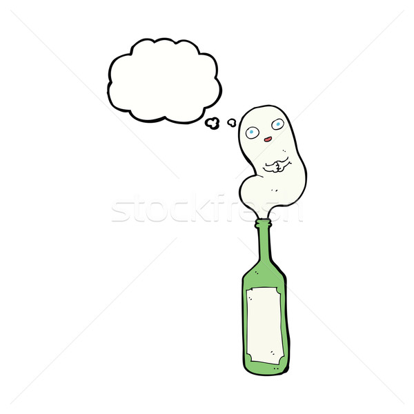 cartoon ghost in bottle with thought bubble Stock photo © lineartestpilot
