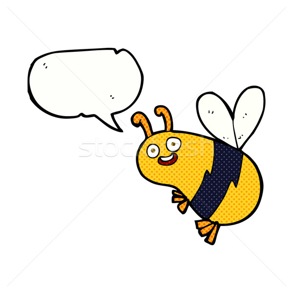 Stockfoto: Grappig · cartoon · bee · tekstballon · hand · ontwerp