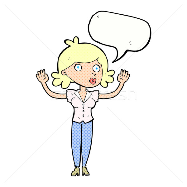 cartoon woman surrendering with speech bubble Stock photo © lineartestpilot