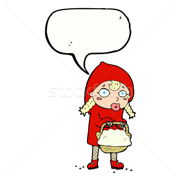 little red riding hood cartoon with speech bubble Stock photo © lineartestpilot