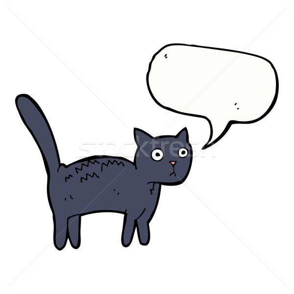 Cartoon asustado gato bocadillo mano diseno Foto stock © lineartestpilot