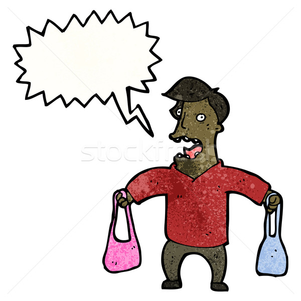 Cartoon zakłopotany człowiek torebce sztuki Zdjęcia stock © lineartestpilot