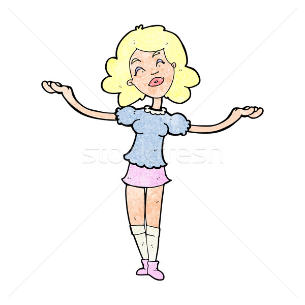 Cartoon vrouw lof hand ontwerp Stockfoto © lineartestpilot