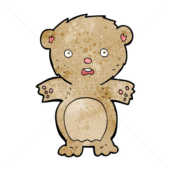 Foto stock: Asustado · osito · de · peluche · Cartoon · mano · diseno · loco