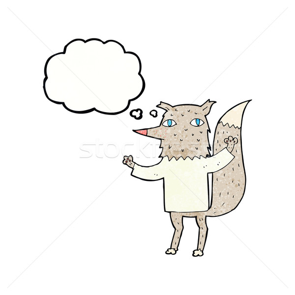 Cartoon loup bulle de pensée main design art [[stock_photo]] © lineartestpilot