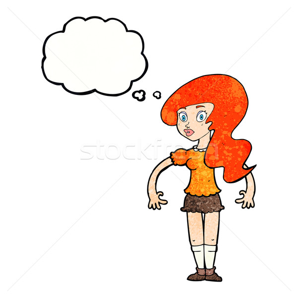 cartoon pretty woman with thought bubble Stock photo © lineartestpilot