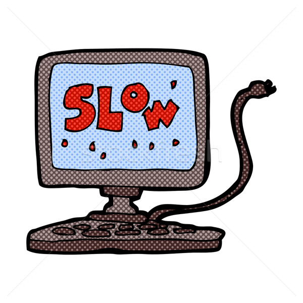Dessinées cartoon lent ordinateur rétro Photo stock © lineartestpilot