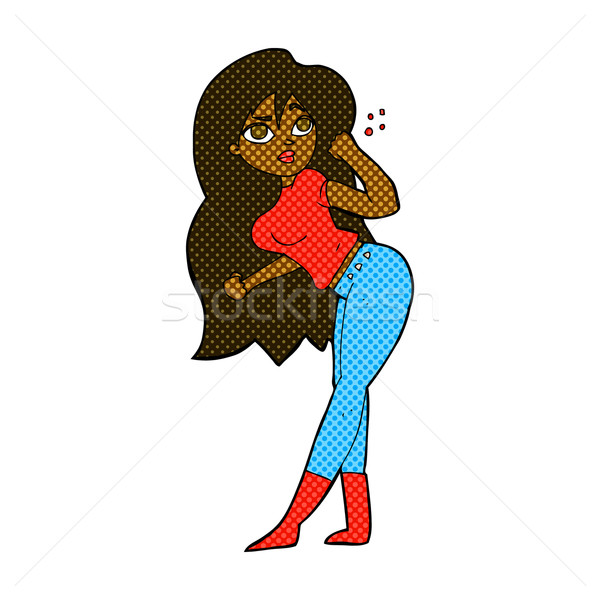 Cômico desenho animado mulher punho retro Foto stock © lineartestpilot