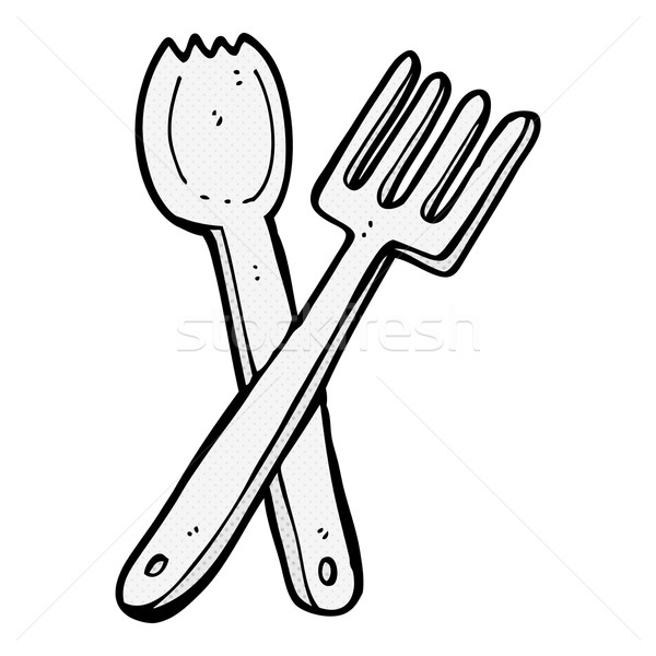 Komik karikatür çatal bıçak takımı Retro stil Stok fotoğraf © lineartestpilot