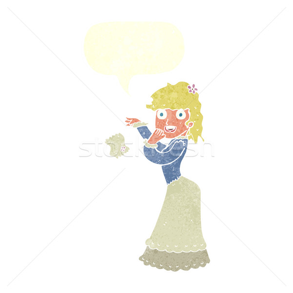 Cartoon mujer pañuelo bocadillo mano diseno Foto stock © lineartestpilot