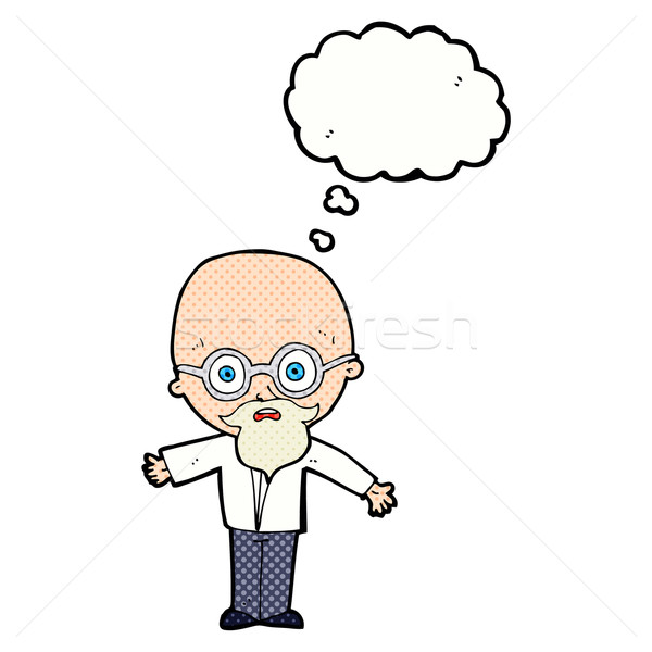 Karikatür dahi bilim adamı düşünce balonu el adam Stok fotoğraf © lineartestpilot