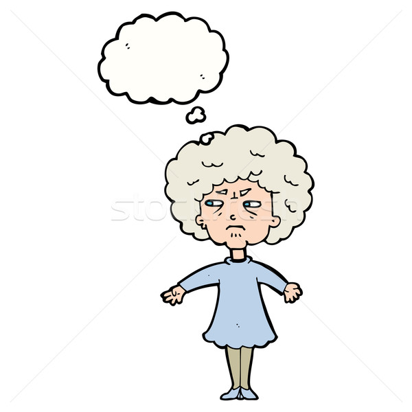 cartoon bitter old woman with thought bubble Stock photo © lineartestpilot