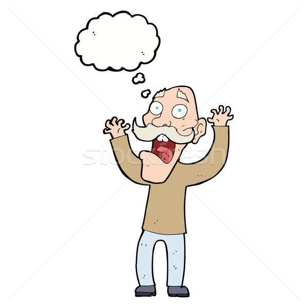 Desen animat bătrân frica bule gandire mână om Imagine de stoc © lineartestpilot