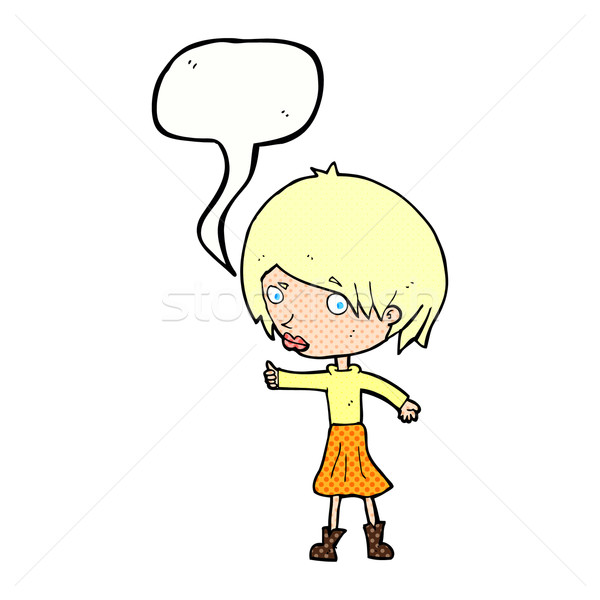 Cartoon женщину бровь речи пузырь стороны дизайна Сток-фото © lineartestpilot