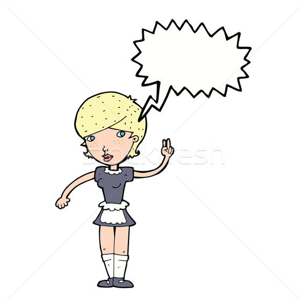 [[stock_photo]]: Cartoon · serveuse · ordre · bulle · femme