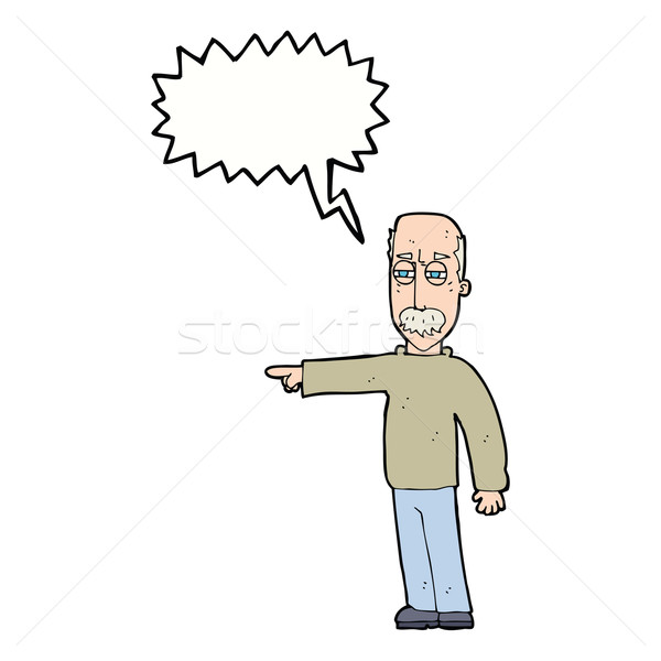 cartoon old man gesturing Get Out! with speech bubble Stock photo © lineartestpilot
