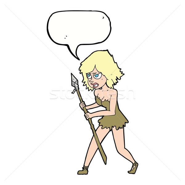 cartoon cave girl with speech bubble Stock photo © lineartestpilot