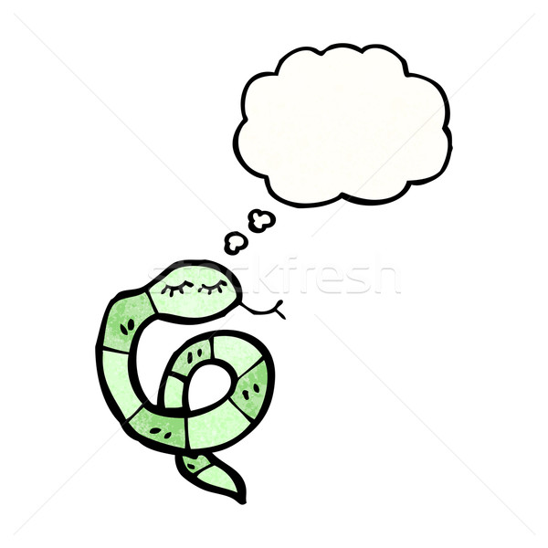 Desenho animado serpente balão de pensamento textura mão feliz Foto stock © lineartestpilot