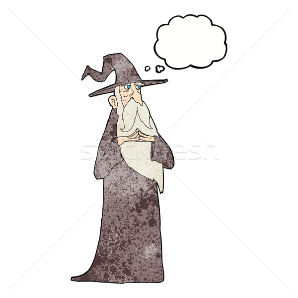 cartoon old wizard with thought bubble Stock photo © lineartestpilot