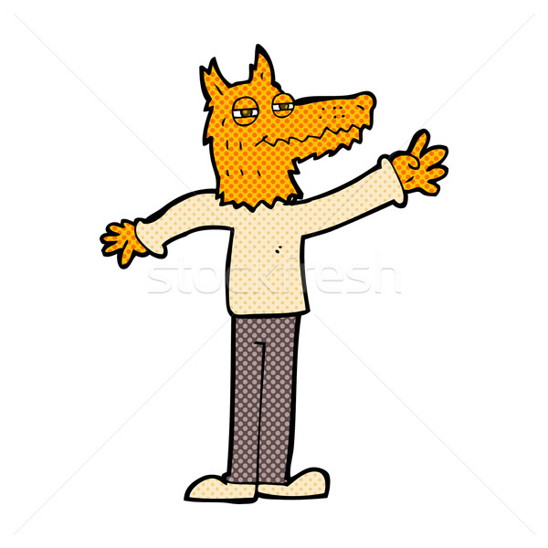 comic cartoon waving fox Stock photo © lineartestpilot
