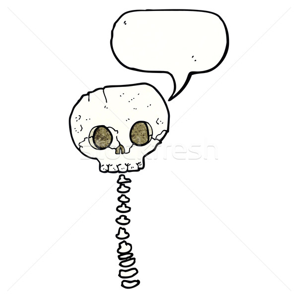 cartoon spooky skull and spine with speech bubble Stock photo © lineartestpilot