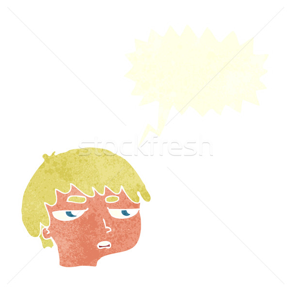 Desenho animado irritado menino balão de fala mão cara Foto stock © lineartestpilot