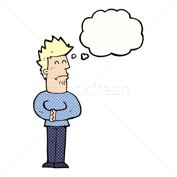 Cartoon nerveux homme bulle de pensée main design Photo stock © lineartestpilot