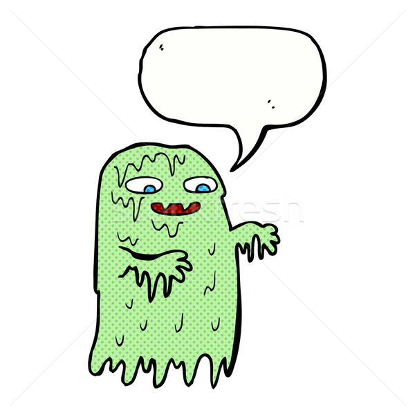 cartoon gross slime ghost with speech bubble Stock photo © lineartestpilot
