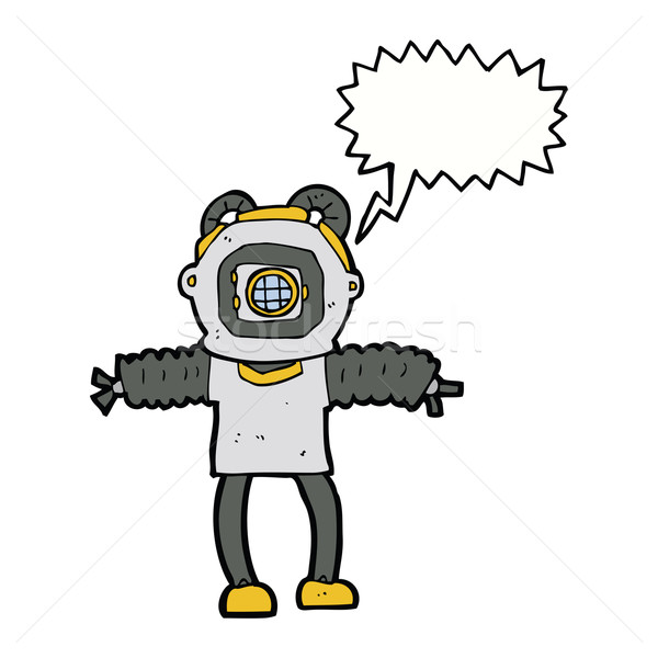 cartoon deep sea diver with speech bubble Stock photo © lineartestpilot