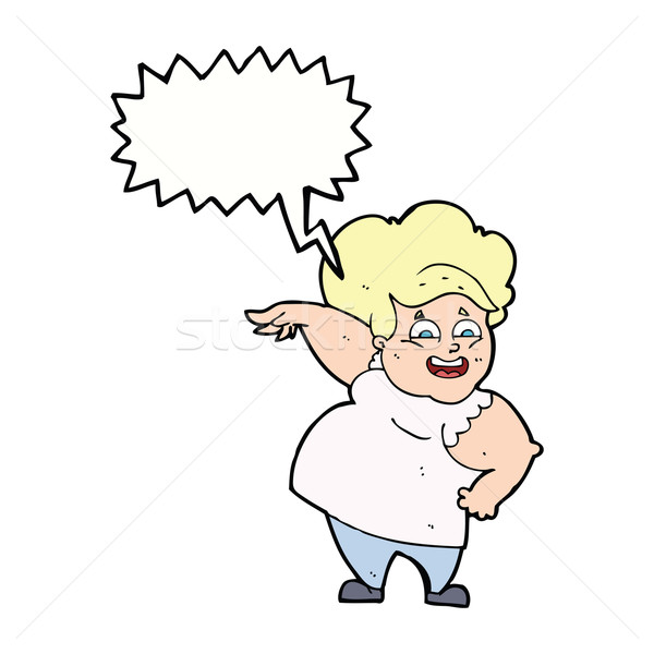 Cartoon te zwaar vrouw tekstballon hand ontwerp Stockfoto © lineartestpilot