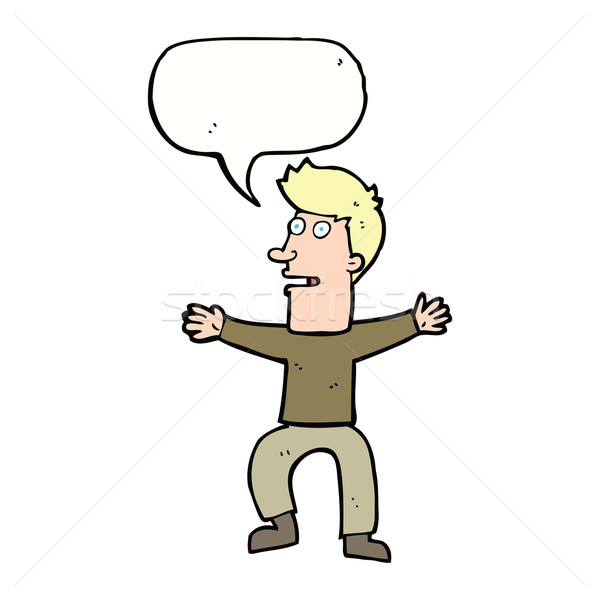 Stock photo: cartoon startled man with speech bubble