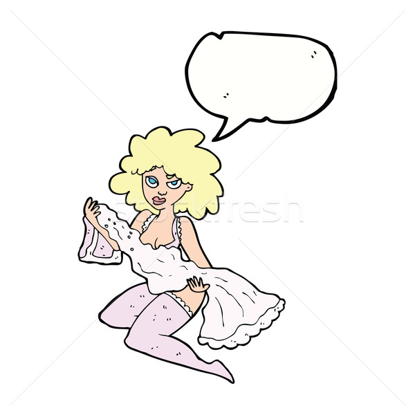 cartoon woman changing with speech bubble Stock photo © lineartestpilot