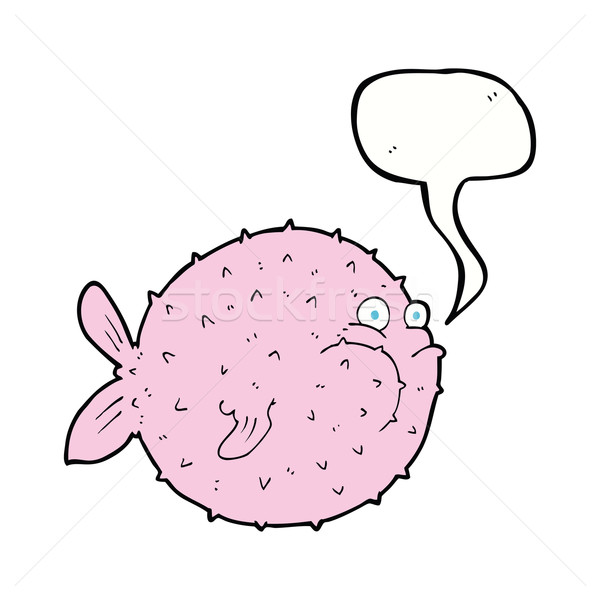 cartoon puffer fish with speech bubble Stock photo © lineartestpilot