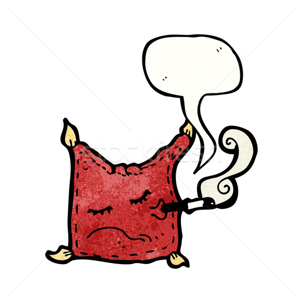 cartoon cushion with face smoking cigarette Stock photo © lineartestpilot