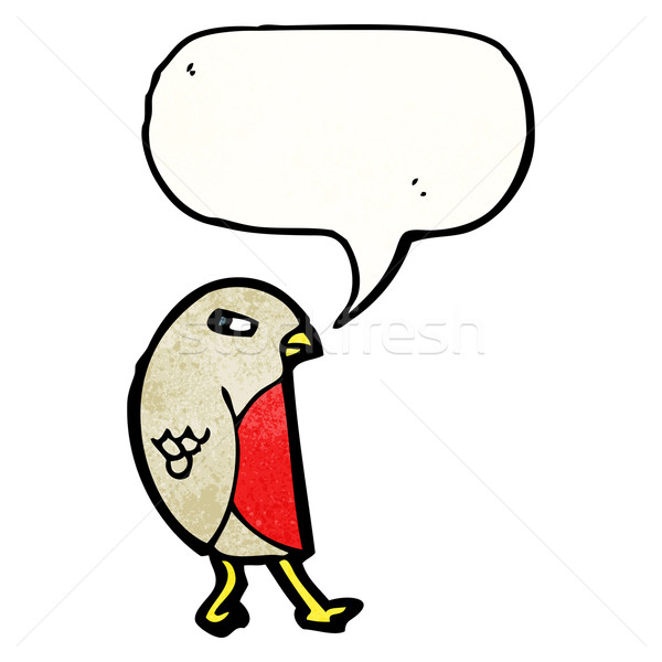 Stock photo: cartoon robin with speech bubble