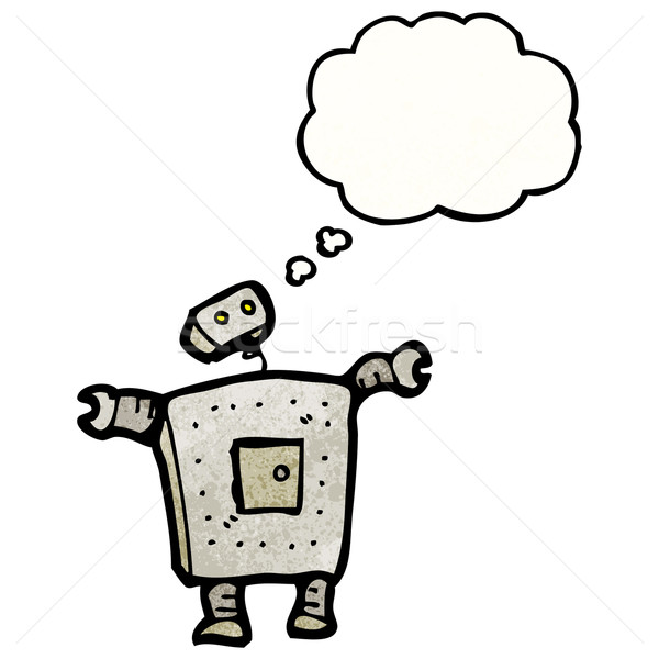 Cartoon robot bulle de pensée parler rétro pense Photo stock © lineartestpilot