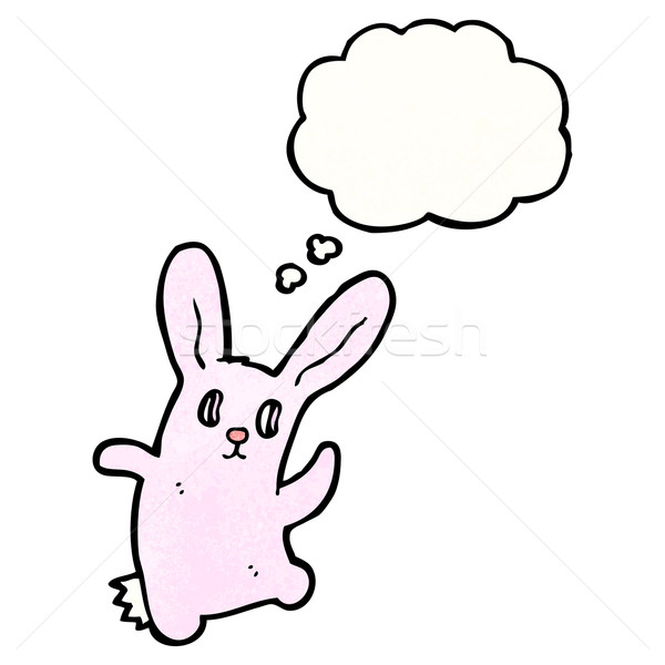 Cartoon rose lapin bulle de pensée yeux [[stock_photo]] © lineartestpilot