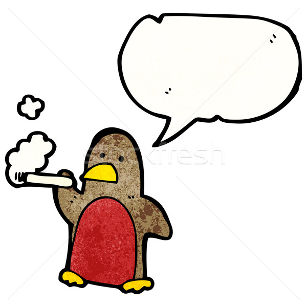 Cartoon palenia papierosów ptaków retro christmas Zdjęcia stock © lineartestpilot