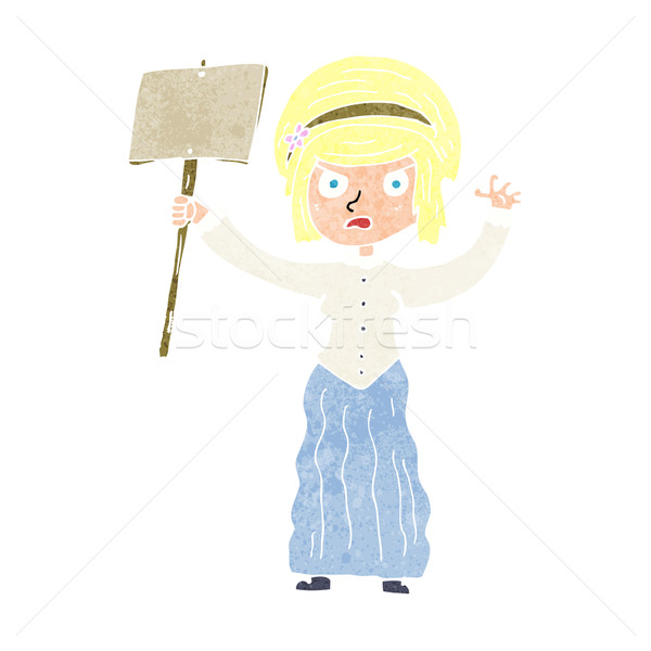 cartoon vicorian woman protesting Stock photo © lineartestpilot