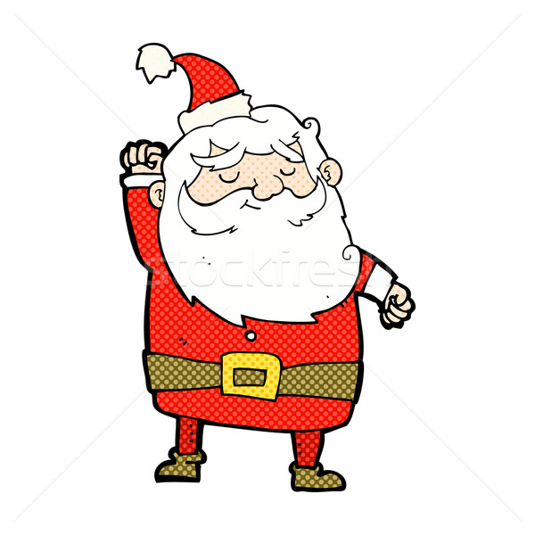 comic cartoon santa claus punching air Stock photo © lineartestpilot