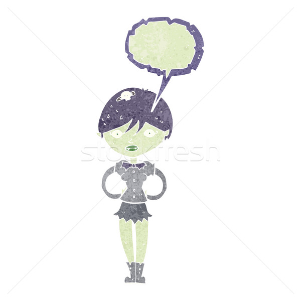 Cartoon mooie vampier meisje tekstballon vrouw Stockfoto © lineartestpilot