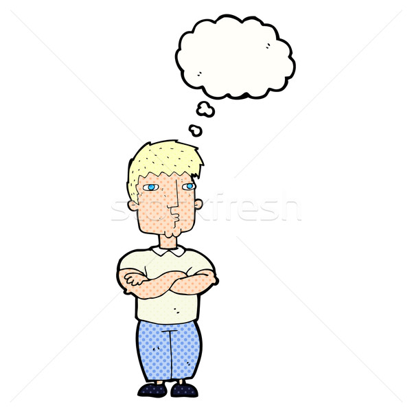 cartoon man with crossed arms with thought bubble Stock photo © lineartestpilot
