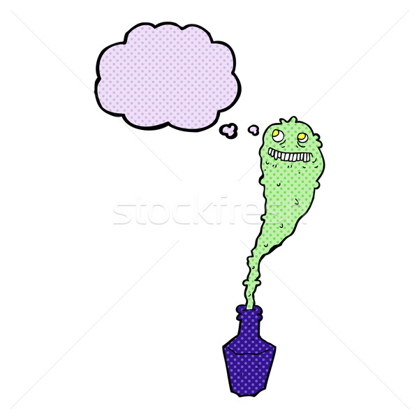 cartoon spooky ghost in bottle with thought bubble Stock photo © lineartestpilot