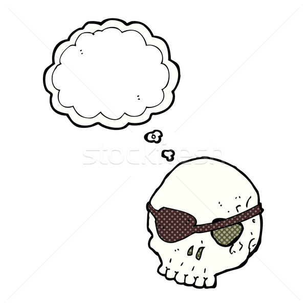 cartoon skull with eye patch with thought bubble Stock photo © lineartestpilot